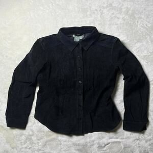 VTG Suede Leather Shirt Women's 8 Black Button Up Modern Western Coastal Cowgirl